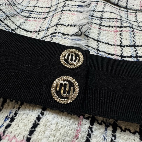 Maje Plaid Tweed Mini Dress Size Cotton Fringe Hem Size 36, US Small‎ - Picture 8 of 12